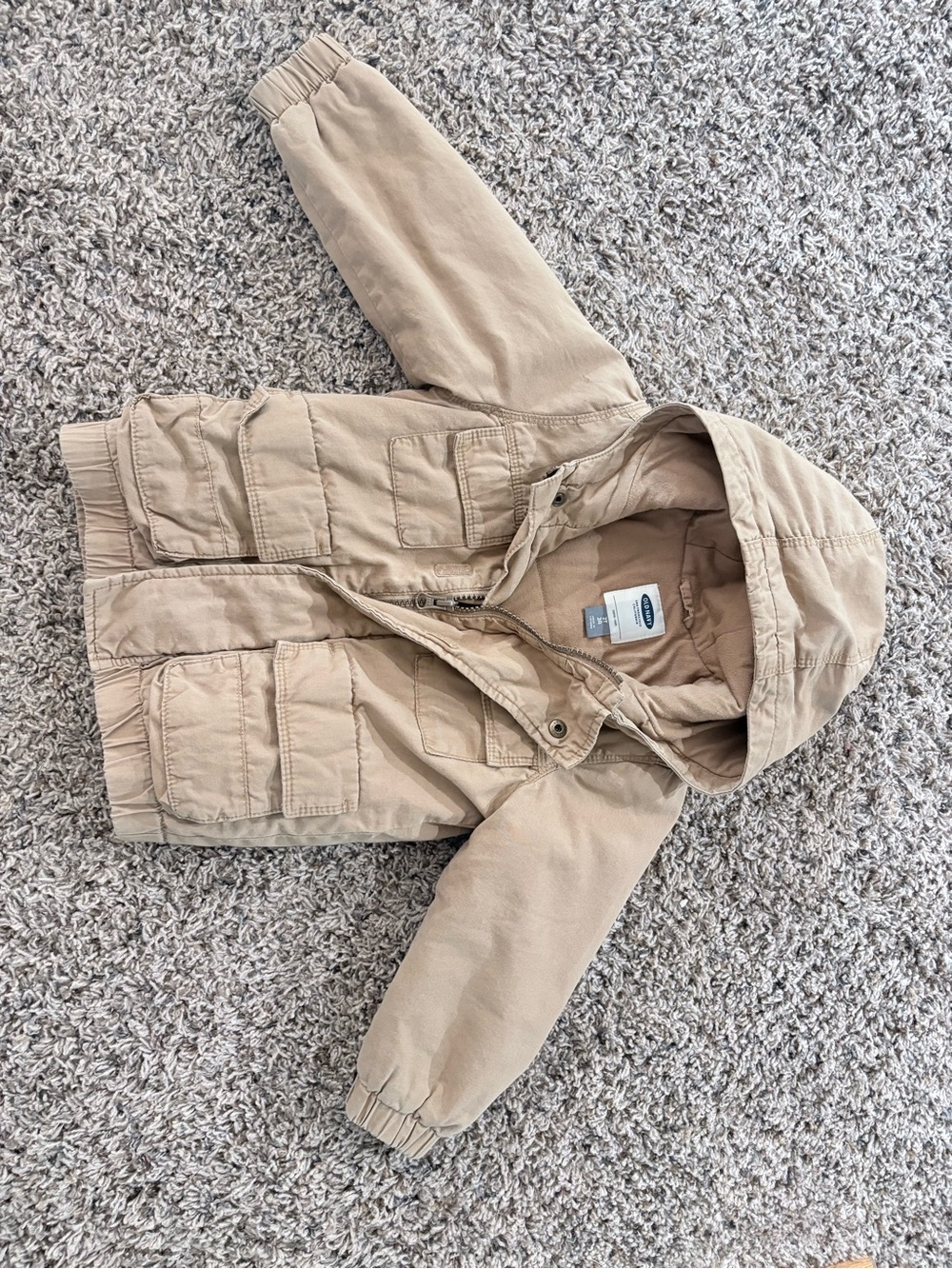 Old Navy 2T Toddler Hooded Utility Jacket in Khaki